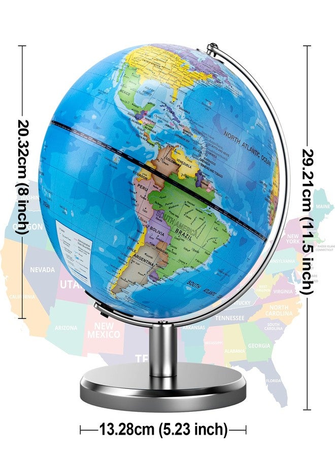 JOWHOL 8'' Illuminated World Globe with Constellation Night Light, Educational Light Up Globe for Kids & Adults, Earth Geography Learning Globes, Desk Home Office Classroom Decor & Gift, 11.5'' Tall - Image 5